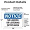 Signmission No Loafing Or Loitering In This Area OSHA Notice Sign, Vinyl Decal, 18in W x 12in L, 2PK OS-2PACK-NS-D-1218-L-16147 - alternate 4